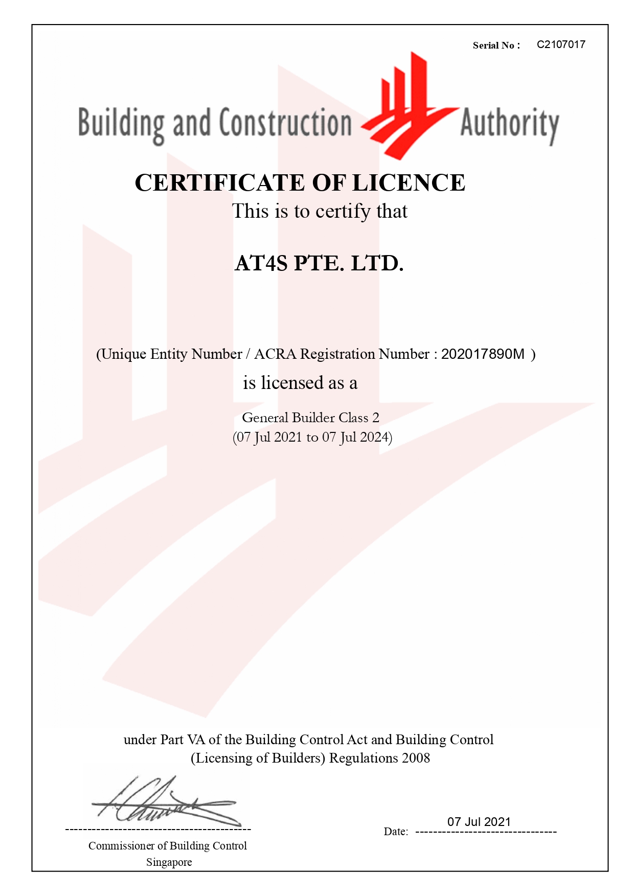 AT4S PTE. LTD. GB2 Licence AT4S PTE. LTD. GB2 Licence