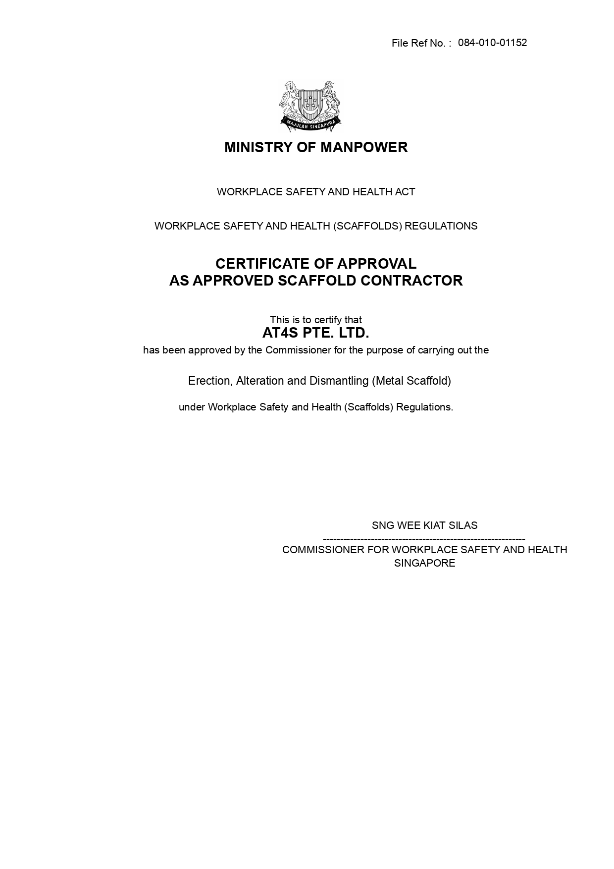 Certificate Of Approval Scaffold Contractor Certificate Of Approval Scaffold Contractor